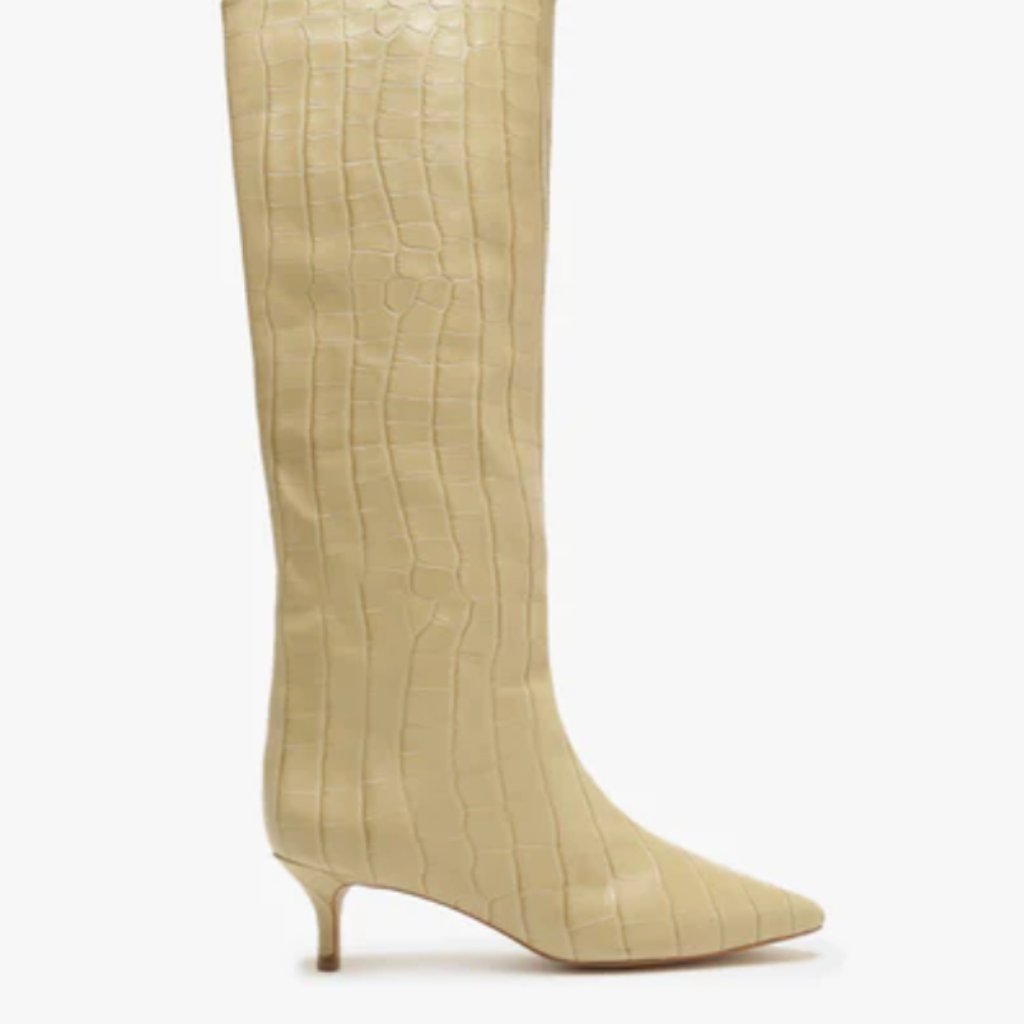 Maryana Lo Crocodile-Embossed Leather Boot, Size 8